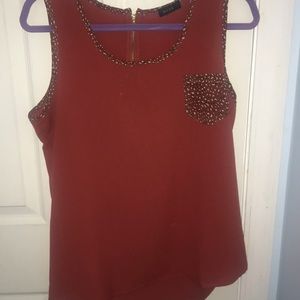 Rust Colored Sleeveless Blouse